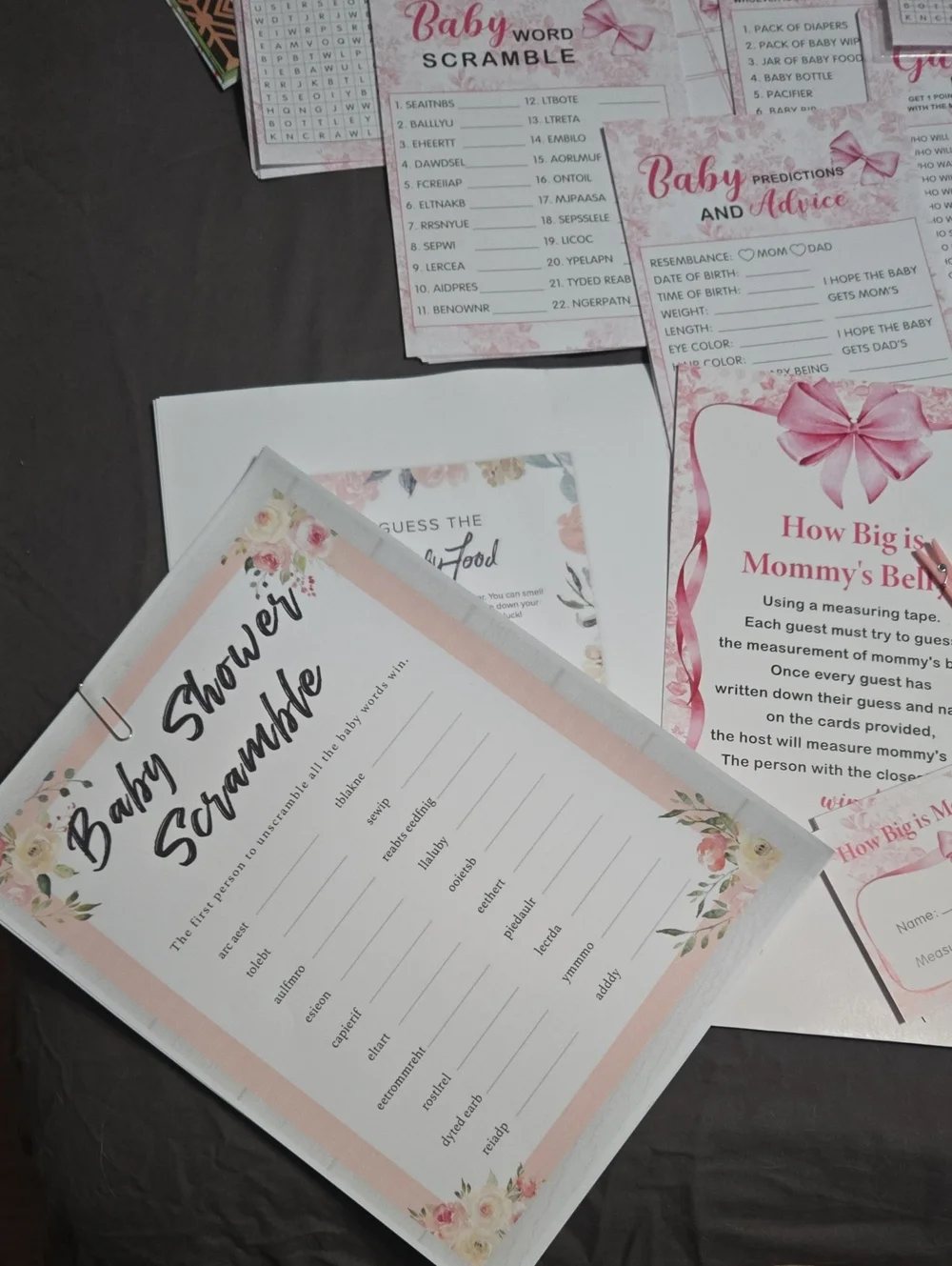Baby Shower Game Pack – Pink Floral Party Games